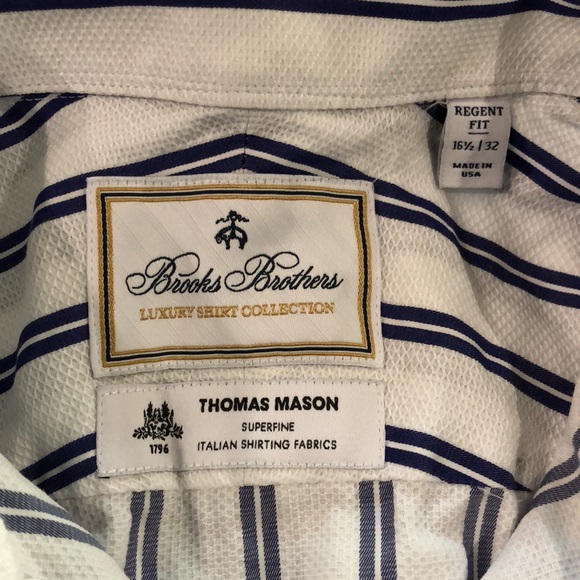 BROOKS BROTHERS x THOMAS MASON Superfine Italian Shirting Regent Fit Dress Shirt - Picture 2 of 10